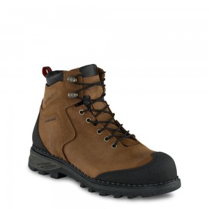 Men's Red Wing Burnside 6-inch Waterproof Safety Toe Boot Brown | 68392-FPLQ