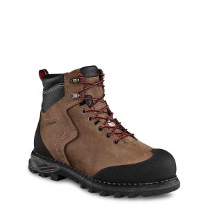 Men's Red Wing Burnside 6-inch Waterproof, CSA Safety Toe Boot Brown | 35689-DYGQ