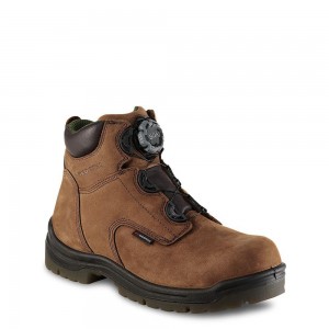 Men's Red Wing King Toe® 6-inch Waterproof Safety Toe Boot Brown | 69403-ABCX