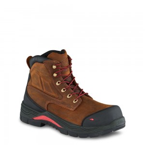 Men's Red Wing King Toe® ADC 6-inch Waterproof Safety Toe Boot Brown | 89425-GDAQ