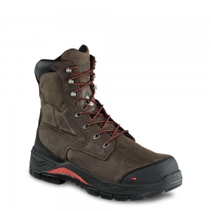 Men's Red Wing King Toe® ADC 8-inch Waterproof CSA Metguard Safety Toe Boot Brown | 98162-RUXV