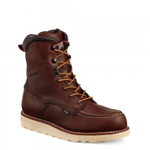 Men's Red Wing Traction Tred 8-inch Waterproof Safety Toe Boot Brown | 39265-ZUNI