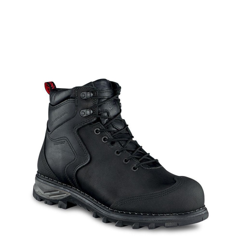 Men\'s Red Wing Burnside 6-inch Waterproof Safety Toe Boot Black | 15936-SLTE