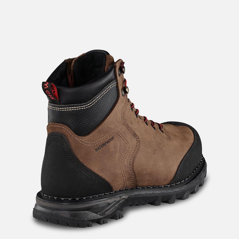 Men's Red Wing Burnside 6-inch Waterproof, CSA Safety Toe Boot Brown | 35689-DYGQ