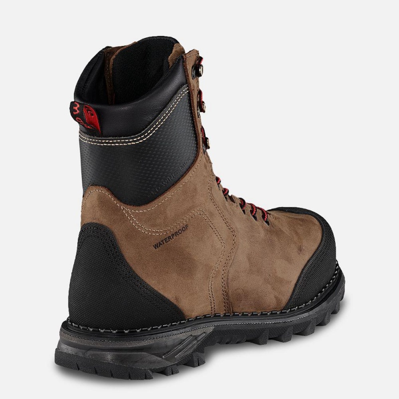 Men's Red Wing Burnside 8-inch Waterproof, CSA Safety Toe Boot Brown | 09268-XGEQ