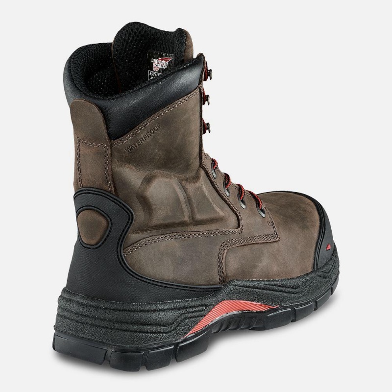 Men's Red Wing King Toe® ADC 8-inch Waterproof CSA Metguard Safety Toe Boot Brown | 40967-QBTJ