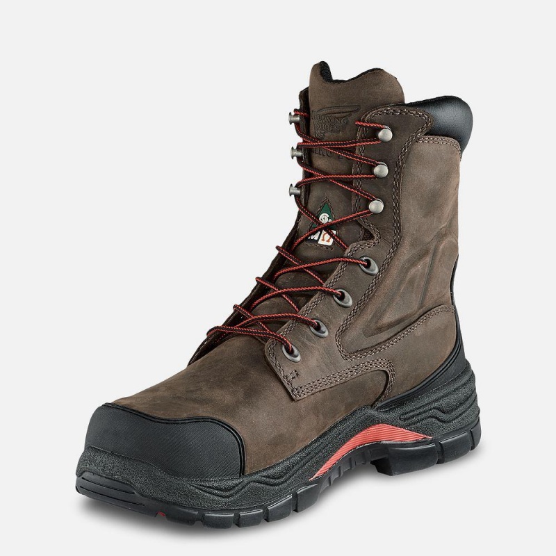 Men's Red Wing King Toe® ADC 8-inch Waterproof CSA Metguard Safety Toe Boot Brown | 40967-QBTJ