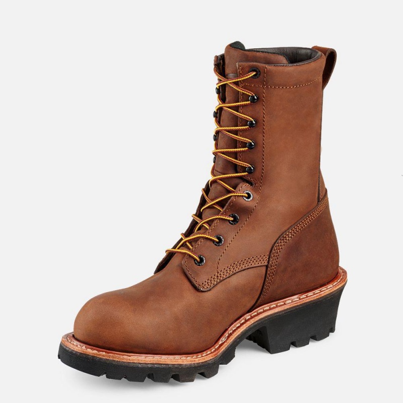 Men's Red Wing LoggerMax 9-inch Waterproof Safety Toe Boot Brown | 86410-IKRF