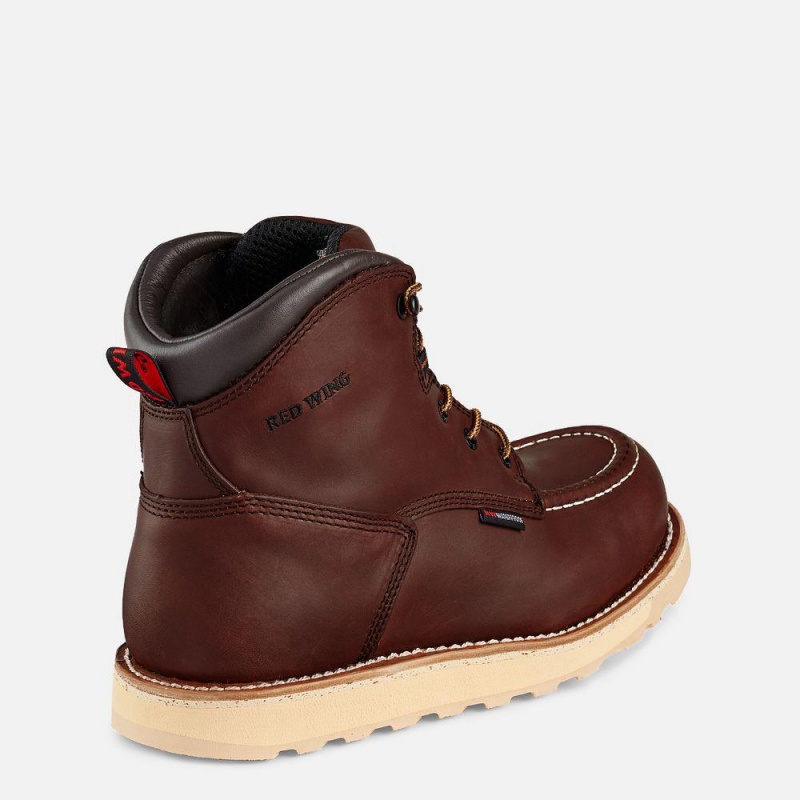 Men's Red Wing Traction Tred 6-inch Waterproof Safety Toe Boot Brown | 73586-CZTQ