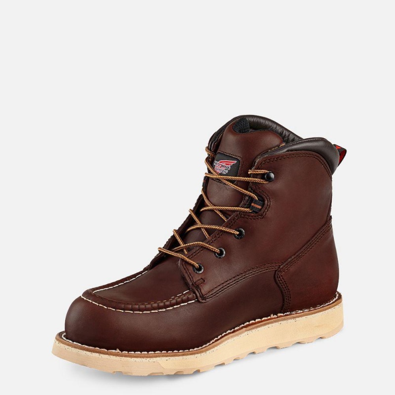 Men's Red Wing Traction Tred 6-inch Waterproof Safety Toe Boot Brown | 73586-CZTQ