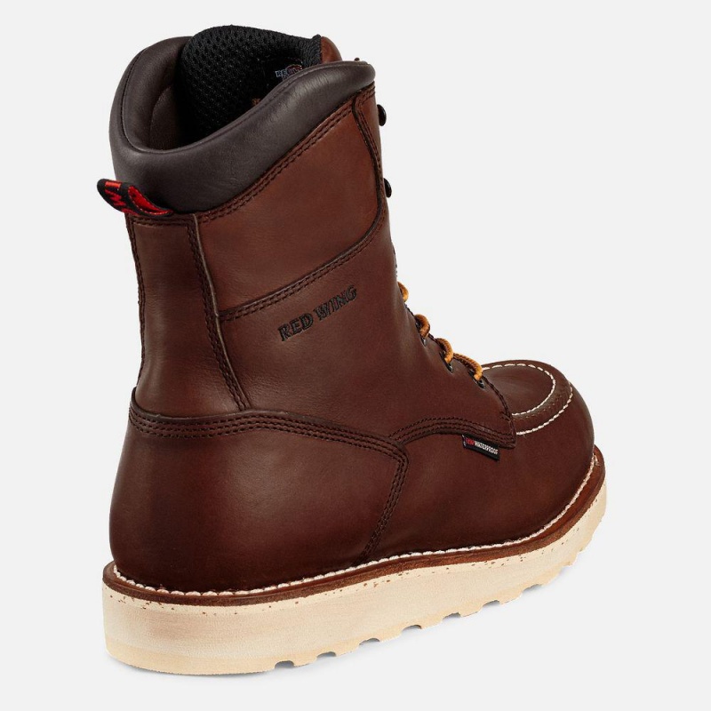 Men's Red Wing Traction Tred 8-inch Waterproof Safety Toe Boot Brown | 39265-ZUNI