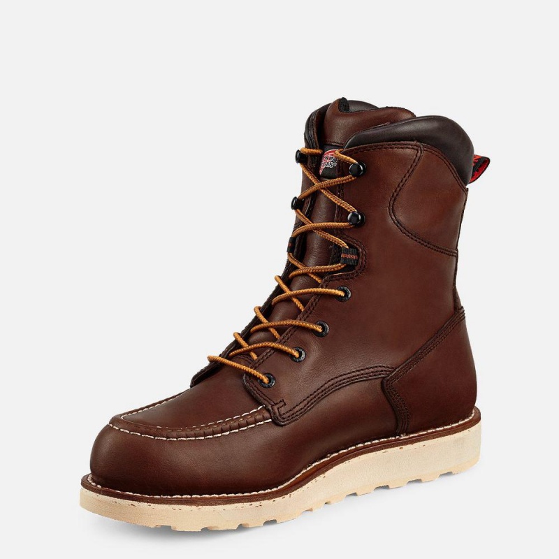 Men's Red Wing Traction Tred 8-inch Waterproof Safety Toe Boot Brown | 39265-ZUNI