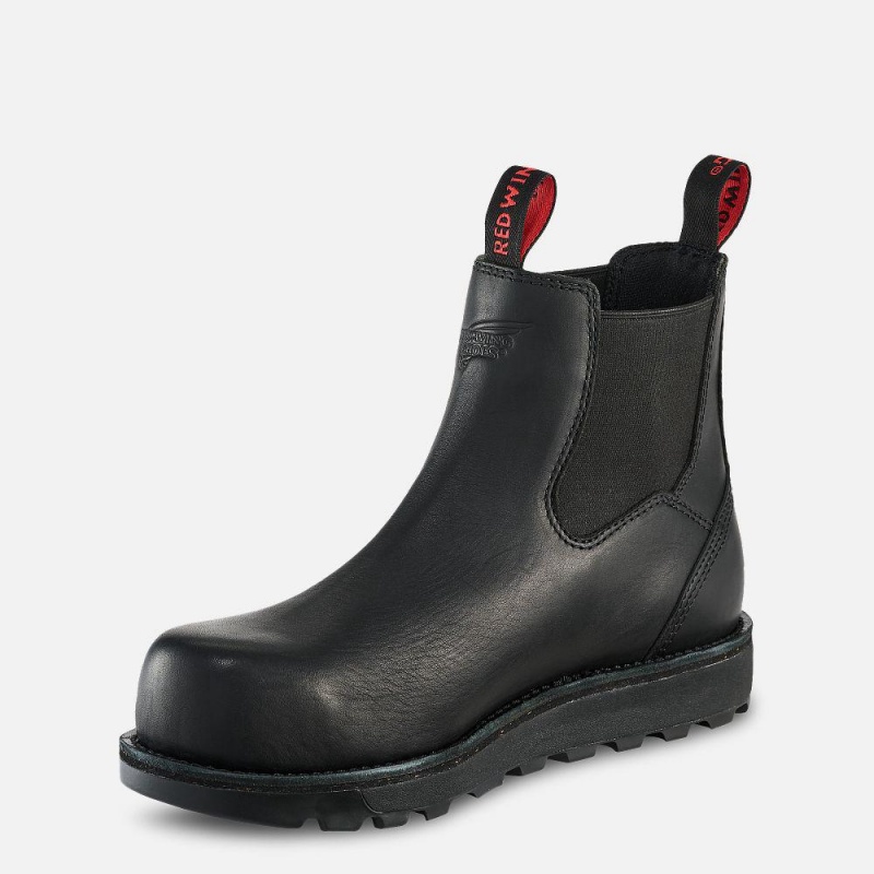 Men's Red Wing Traction Tred Lite CSA Safety Toe Chelsea Boots Black | 95248-MBOF